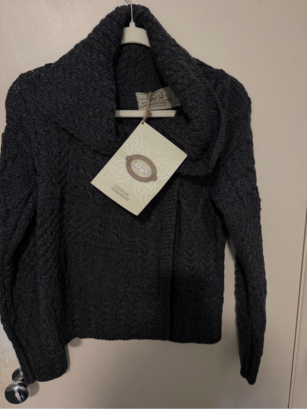 Cable-Knit Shawl Collar Cardigan Sweater in Charcoal